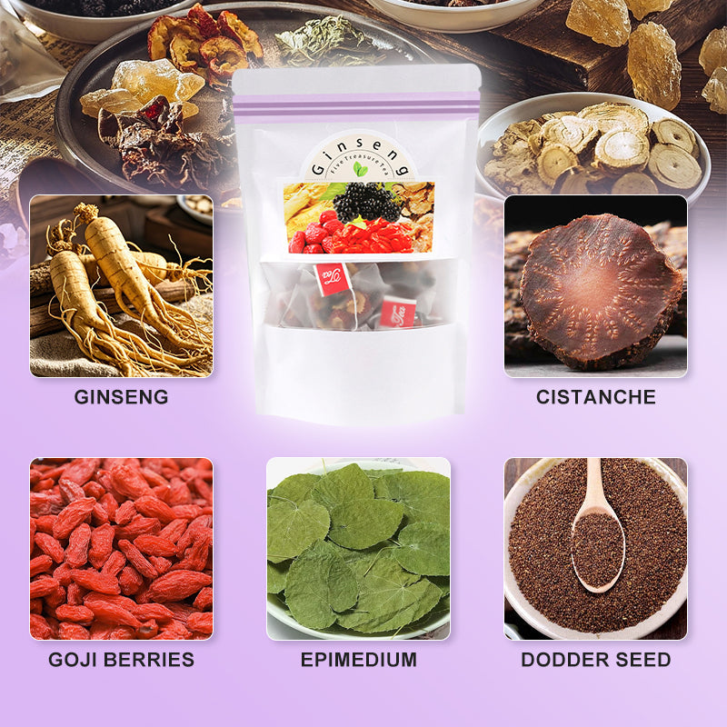【✨Recharge Your Vitality】💎Newyuo® Ginseng Five Treasure Tea丨Chinese Herbal Formula(Maintain Kidneys, Regulate qi and blood, Replenish Energy&Promote the body to filter toxins)
