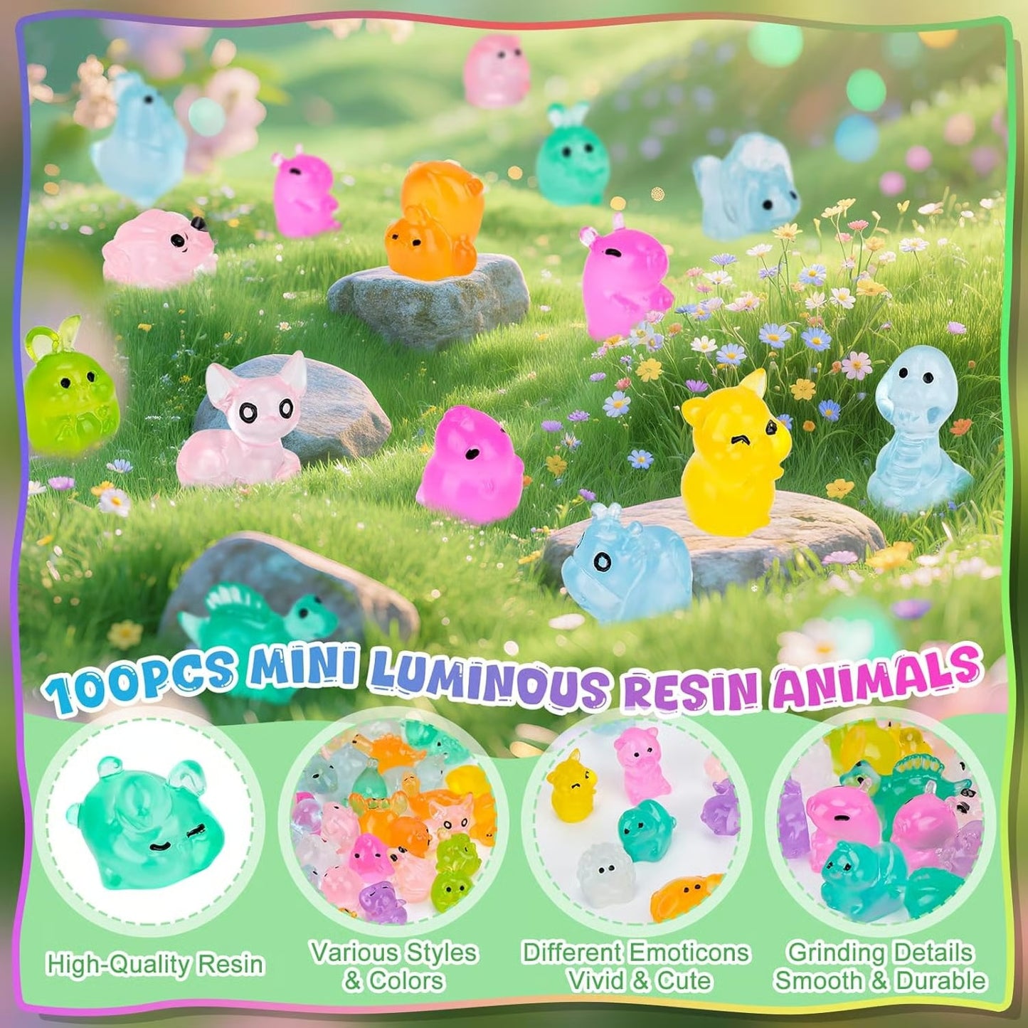 🏆#1 Bestseller ⏰Mini Glow in The Dark Animal Resin Models