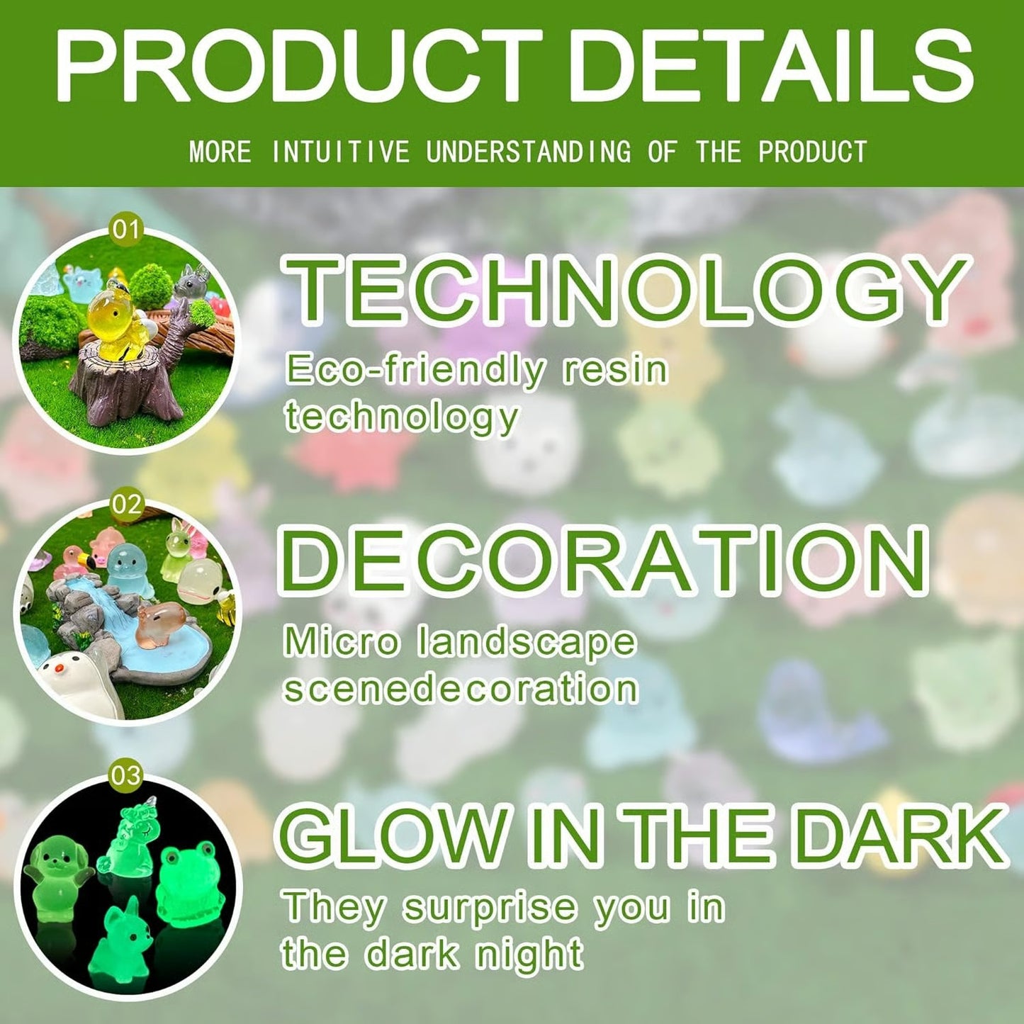 🏆#1 Bestseller ⏰Mini Glow in The Dark Animal Resin Models
