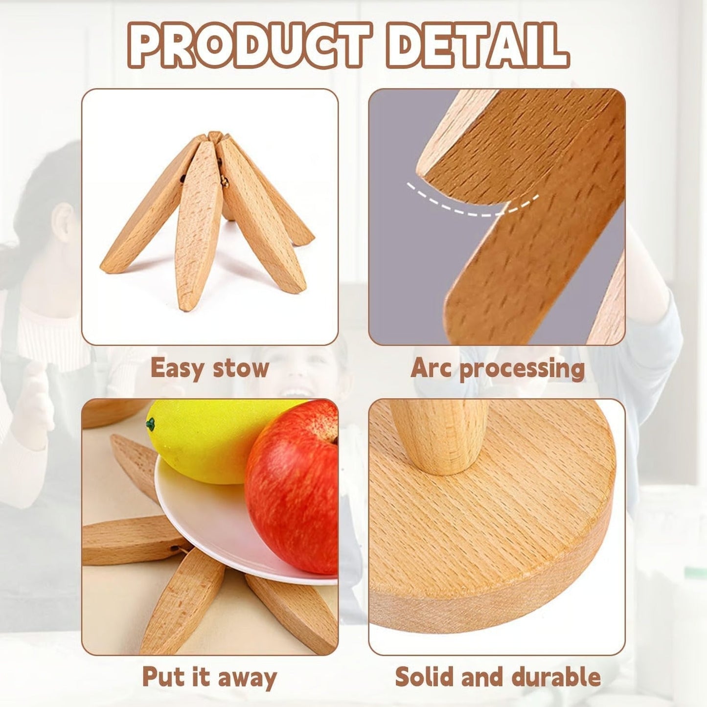 đ„Christmas Early Discount 49% OffâšNatural Tree Trivet Set - 4 Wooden Trivets & 1 Stand Like a Christmas Tree