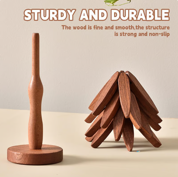 đ„Christmas Early Discount 49% OffâšNatural Tree Trivet Set - 4 Wooden Trivets & 1 Stand Like a Christmas Tree