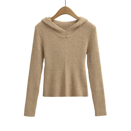 Hooded long sleeved top sweater