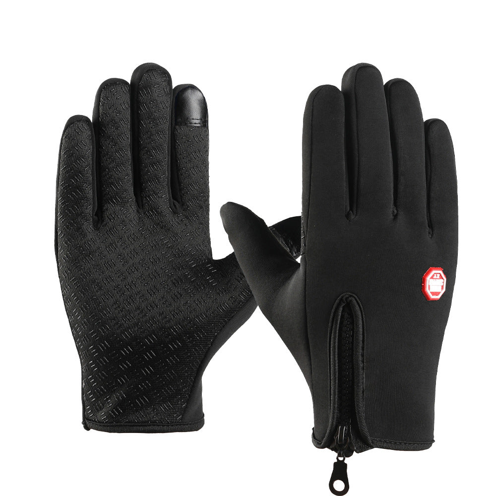 Outdoor Waterproof Touchscreen Full-Finger Zipper Sports Fitness Gloves