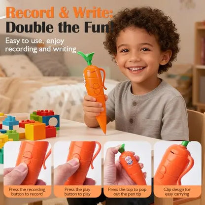 Carrot Voice Recorder Pen | 60-Second Recording & Smooth Writing（upsell）