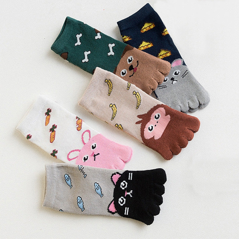 Summer Children's Cartoon Five-Toe Socks Breathable - 5 Pairs