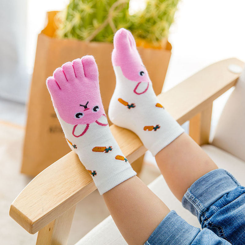 Summer Children's Cartoon Five-Toe Socks Breathable - 5 Pairs