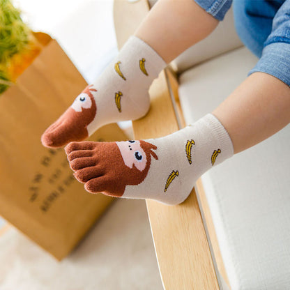 Summer Children's Cartoon Five-Toe Socks Breathable - 5 Pairs