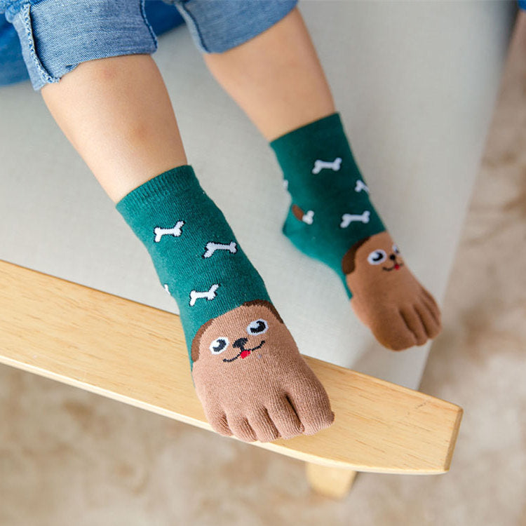 Summer Children's Cartoon Five-Toe Socks Breathable - 5 Pairs