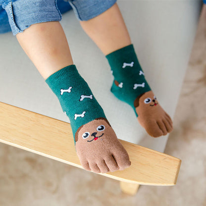 Summer Children's Cartoon Five-Toe Socks Breathable - 5 Pairs