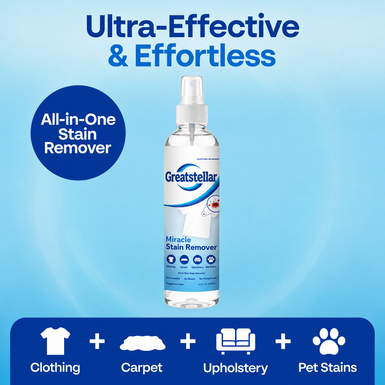 Miracle Stain Remover Spray: Removes Virtually All Household Stains Powerful All-In-One Solution