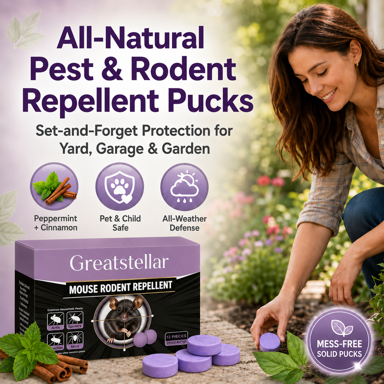 🏡 All-Natural Peppermint & Cinnamon Pest & Rodent Repellent Pucks🌿
