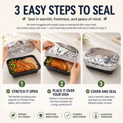 🧑‍🍳Insulated Aluminum Foil Food Cover – Locks In Heat & Freshness